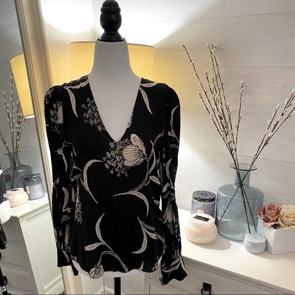 joie - long sleeve v neck blouse - Picture 2 of 8